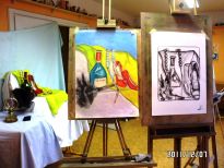 výtvarný ateliér - kreslení a malování u stolanu podle zátiší 